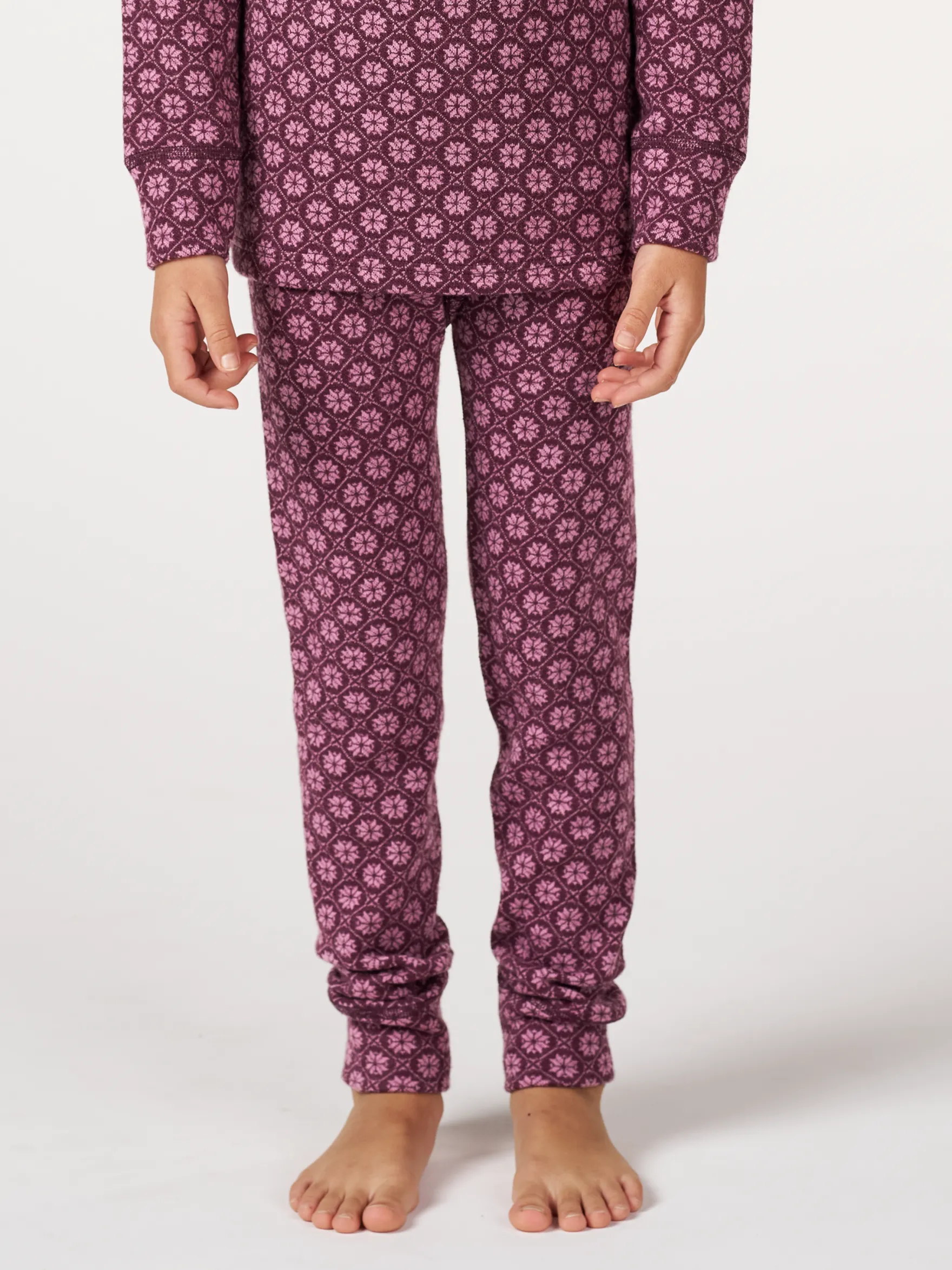 Leggings i merinould med nordisk mønster til børn