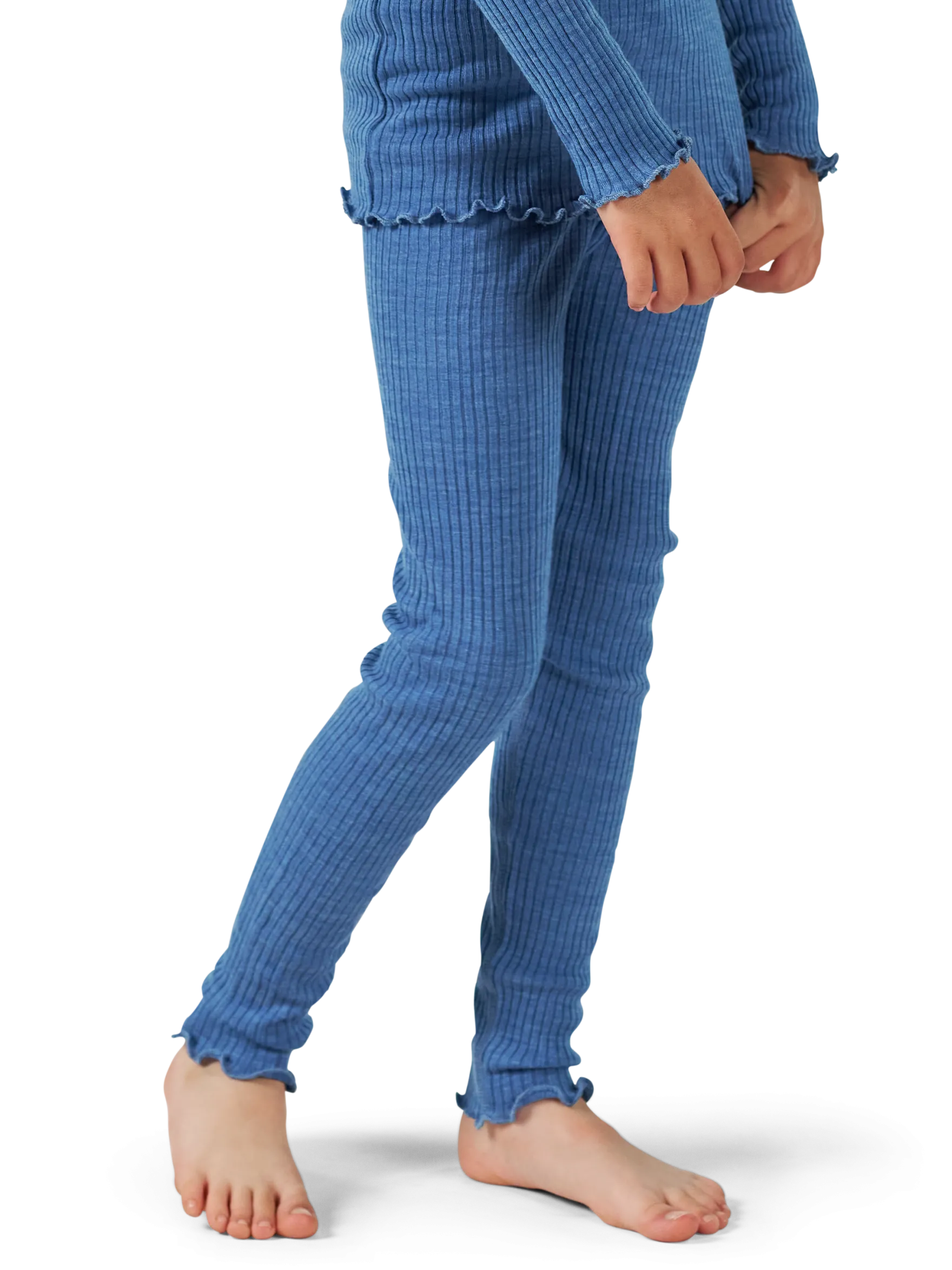 Leggings med bølgekant i merinould til børn