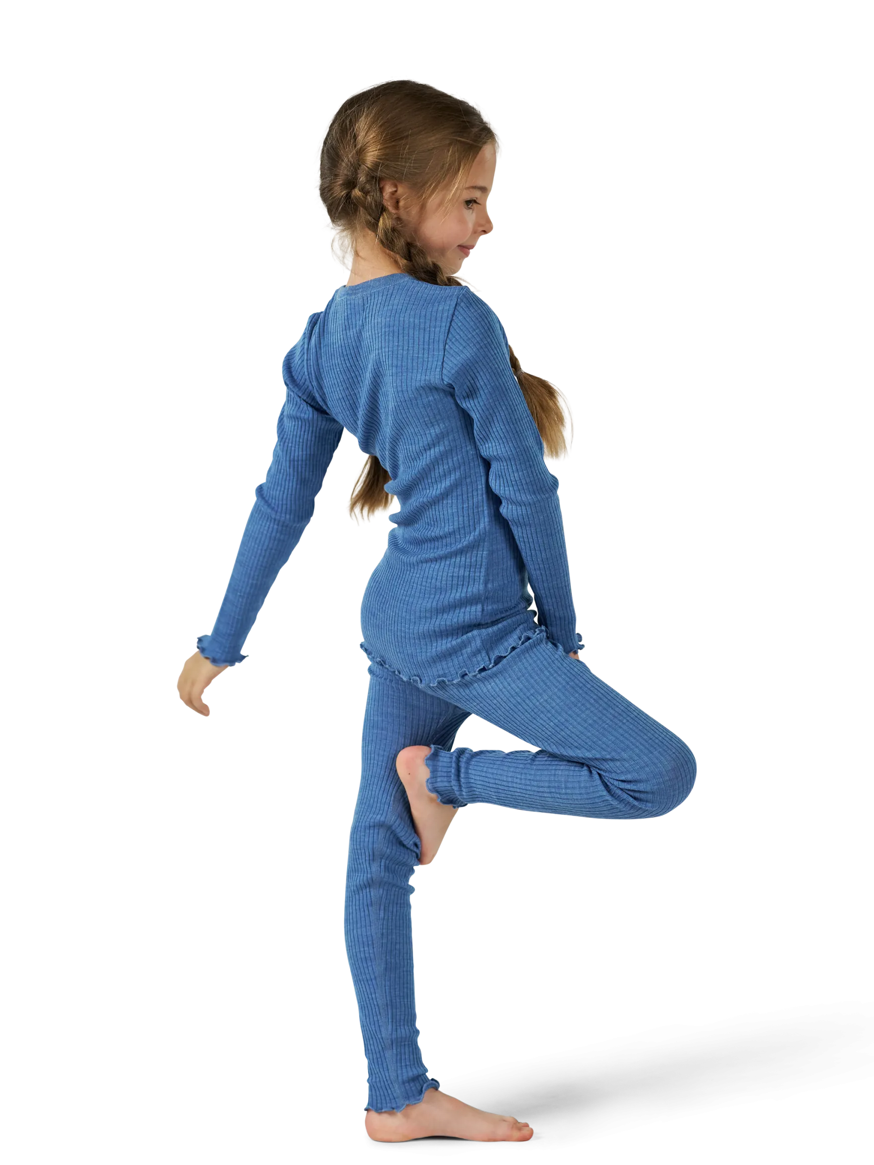 Leggings med bølgekant i merinould til børn
