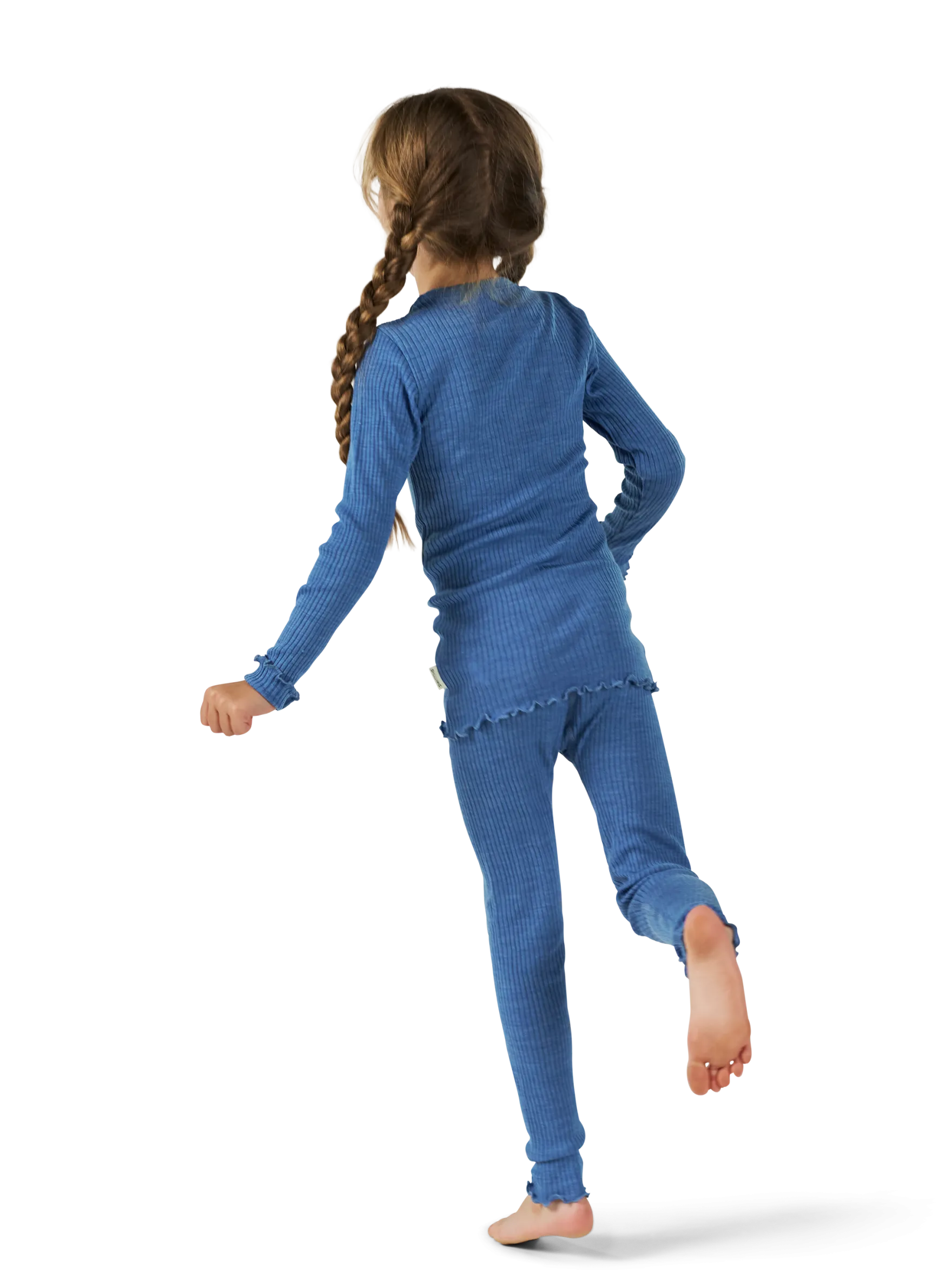 Leggings med bølgekant i merinould til børn