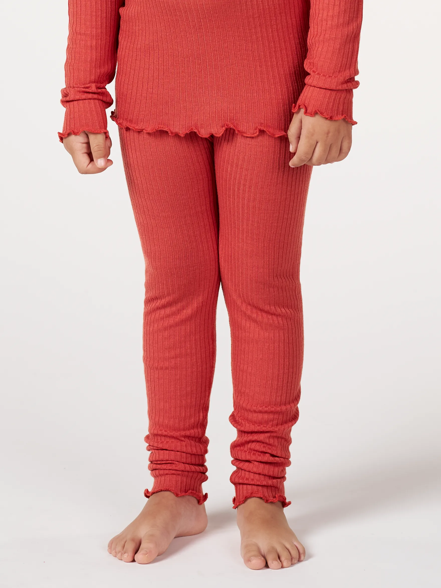 Leggings med bølgekant i merinould til børn