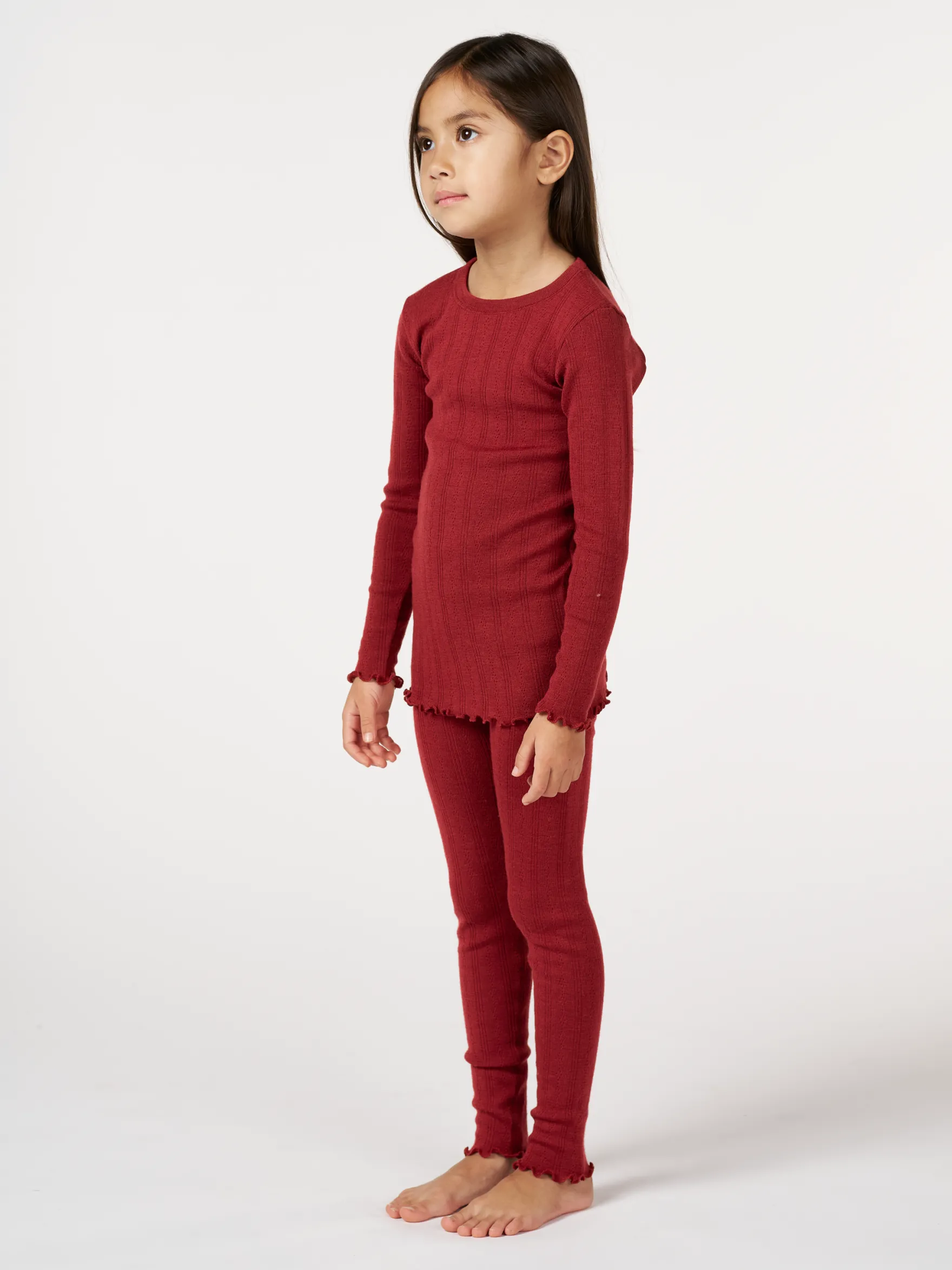 Leggings med hulmønster i merinould til børn