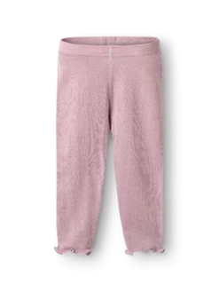 Leggings med hulmønster i merinould/silke til baby