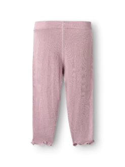 Leggings med hulmønster i merinould/silke til baby