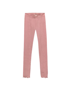 Leggings med hulmønster i merinould/silke til børn