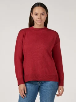 Løstsiddende crew neck i merinould til kvinder