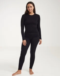 Merinouldleggings med bred elastikkant til damer