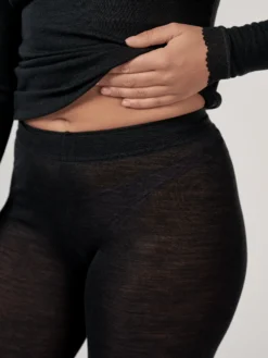 Merinould/silke leggings med blondekant til kvinder