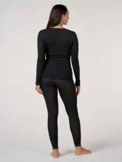 Merinould/silke leggings med blondekant til kvinder