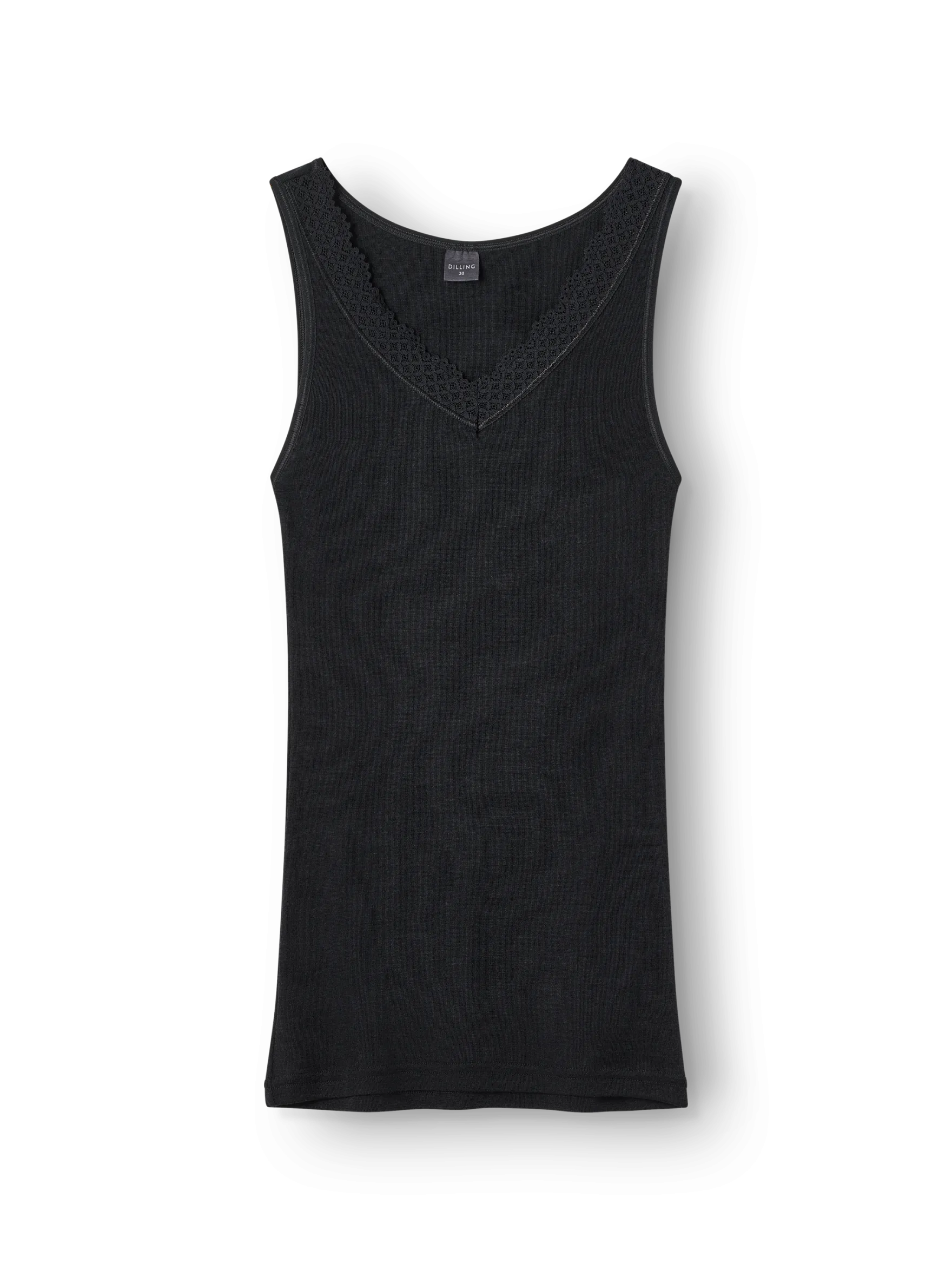 Merinould/silke tank top med blondekant til kvinder