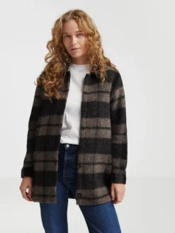 Overshirt i uld/bomuld til kvinder