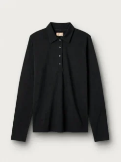 Polo sweatshirt i merinould til kvinder