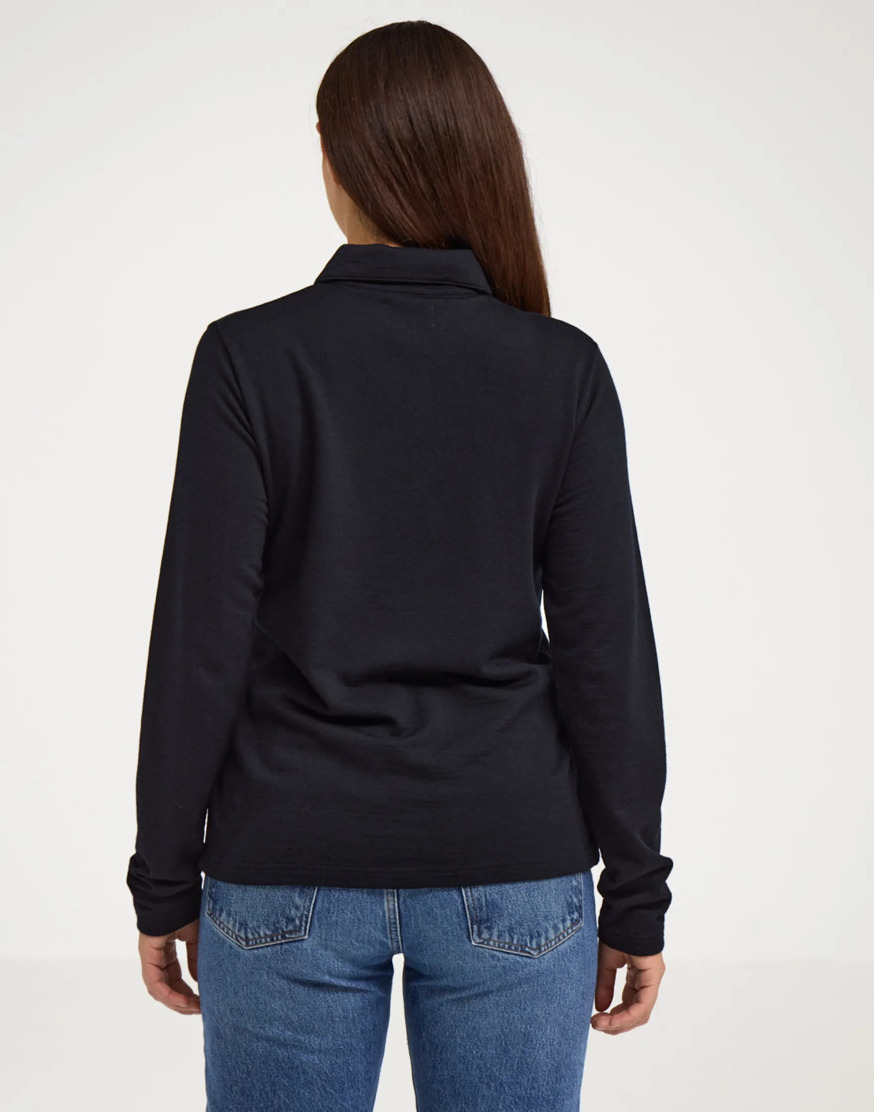 Polo sweatshirt i merinould til kvinder