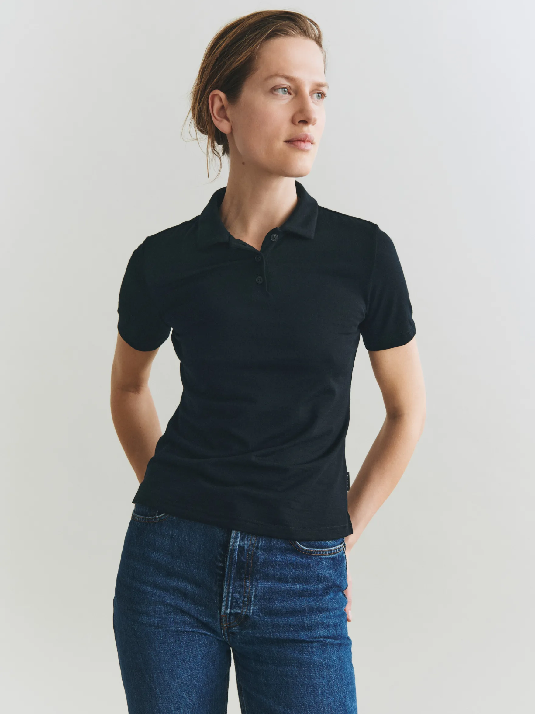Polo T-shirt i merinould til kvinder