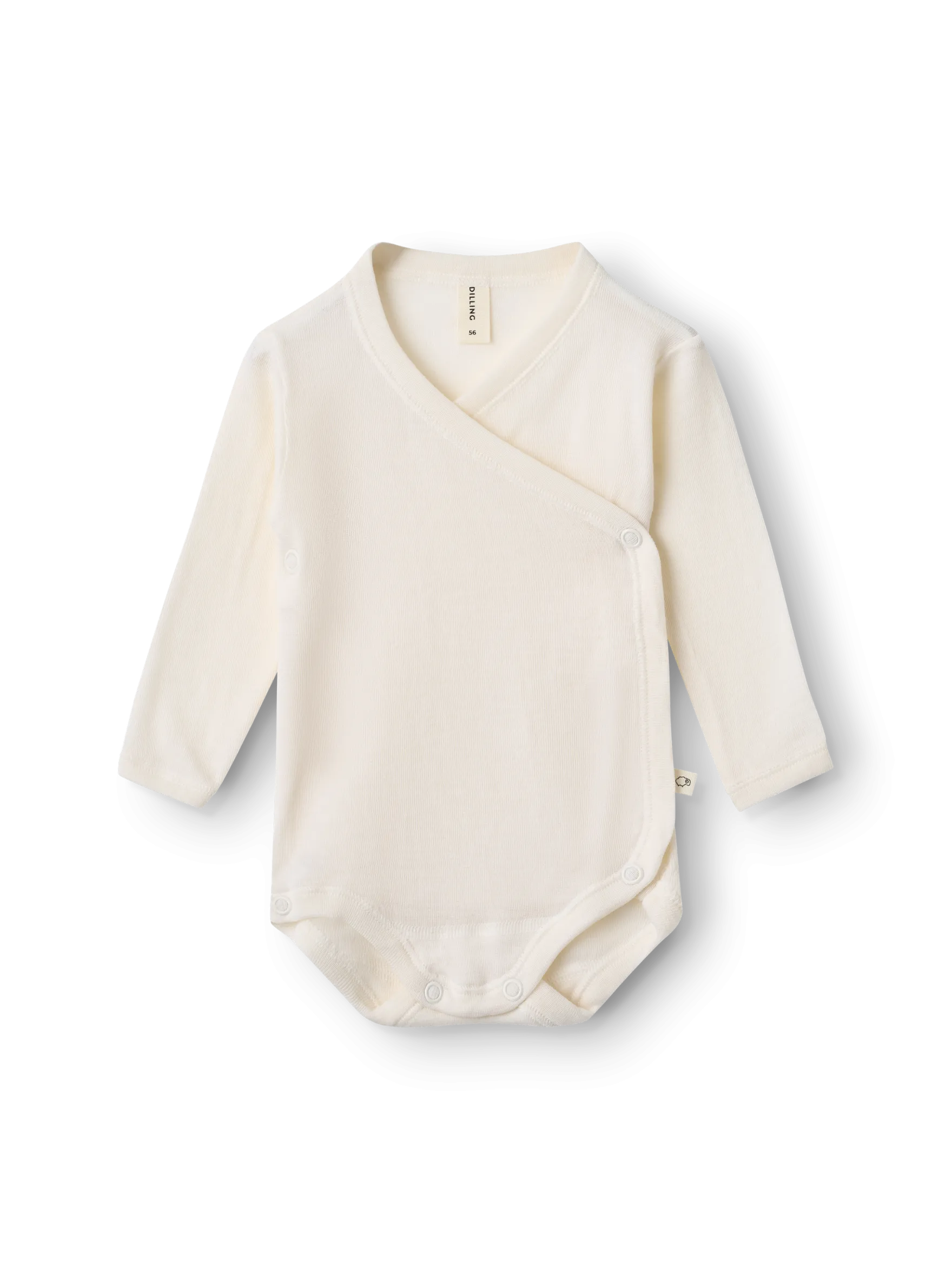 Slå-om body i merinould/silke til baby