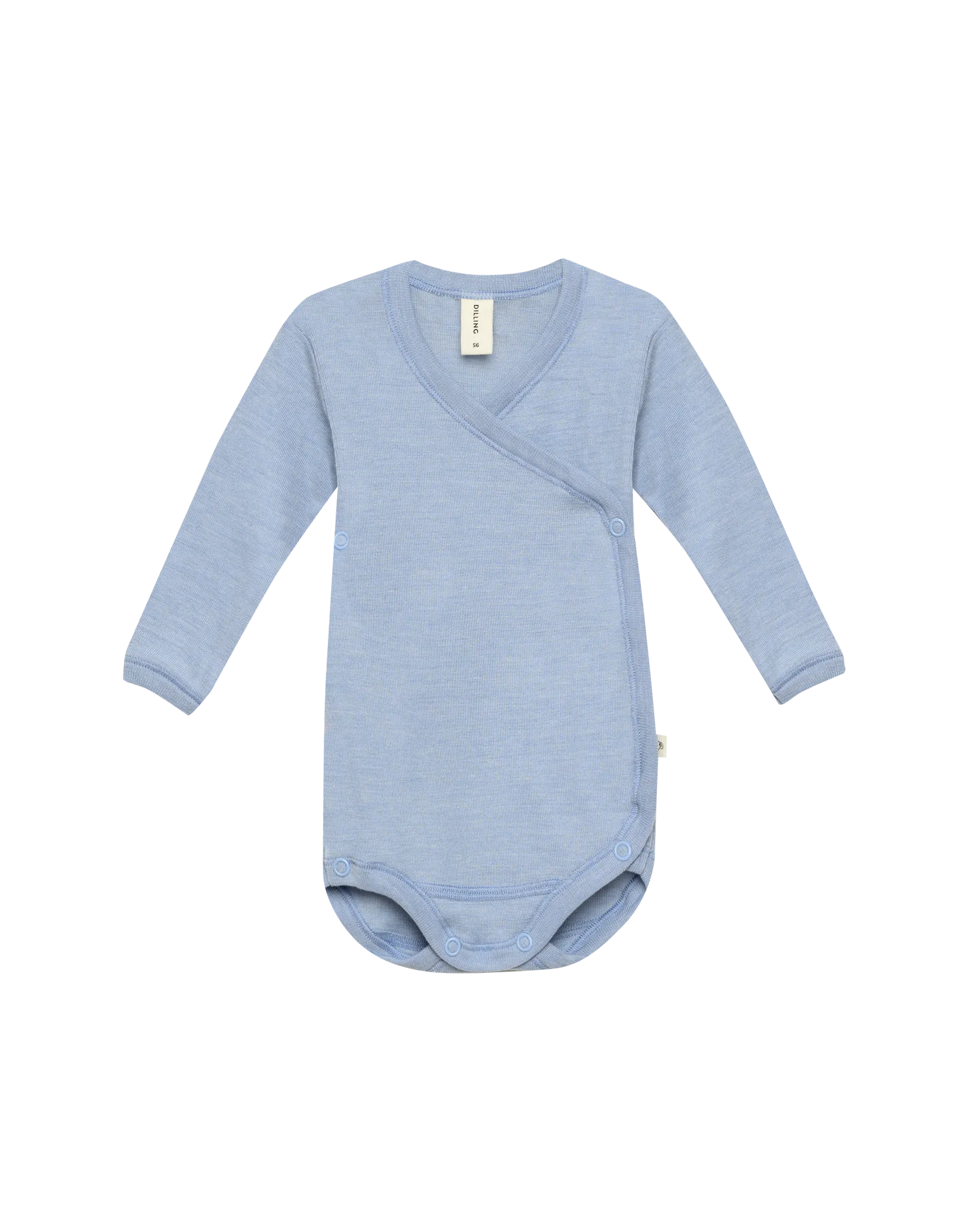 Slå-om body i merinould/silke til baby