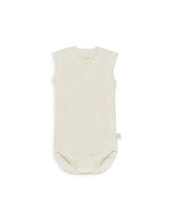 Slå-om singlet i merinould/silke til nyfødt