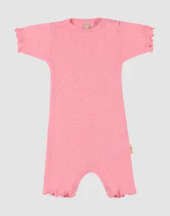 Sommerdragt med hulmønster i merinould/silke til baby