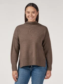 Sweater med højhals i merinould til kvinder