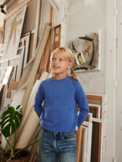 Sweatshirt i merinouldfrotté til børn