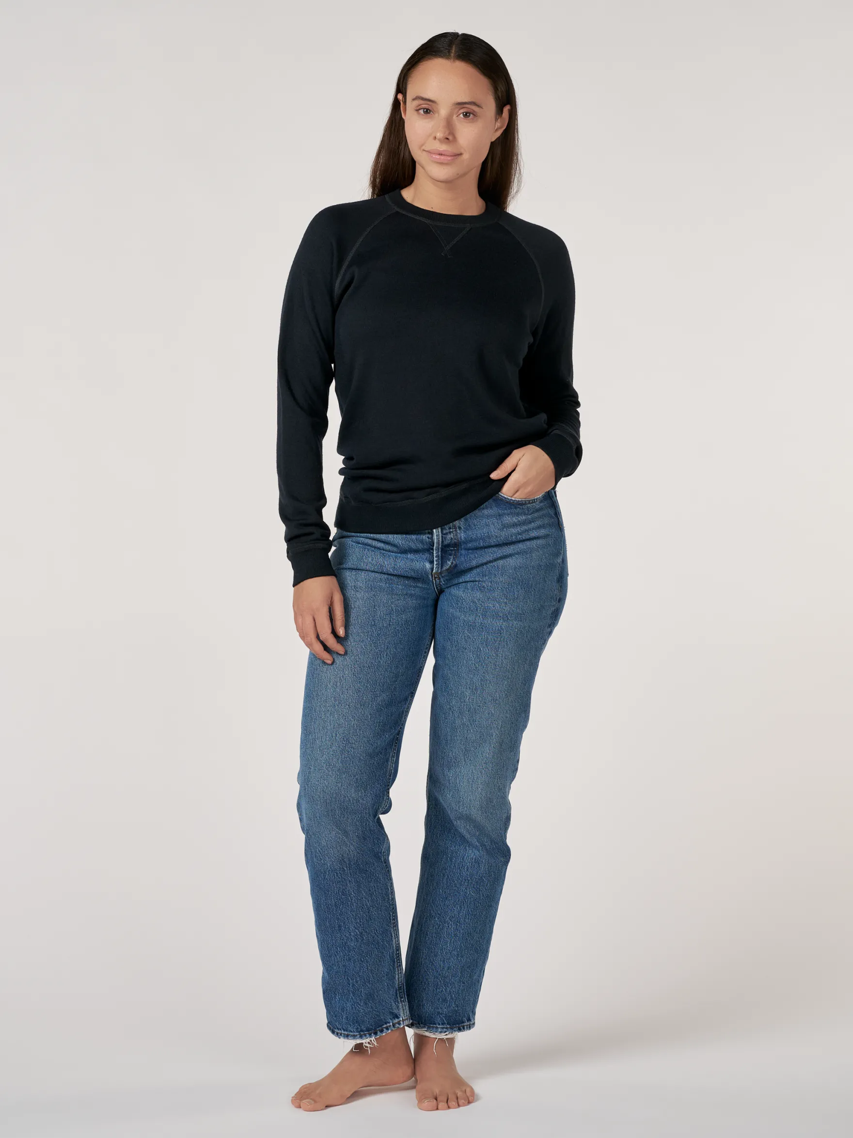 Sweatshirt i merinouldfrotté til kvinder