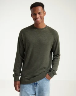 Sweatshirt i merinouldfrotté til mænd