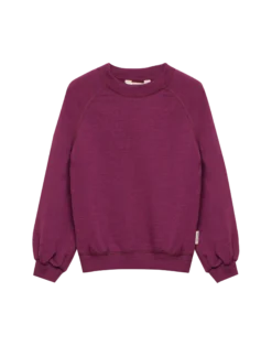 Sweatshirt med vide ærmer i merinouldfrotté til børn
