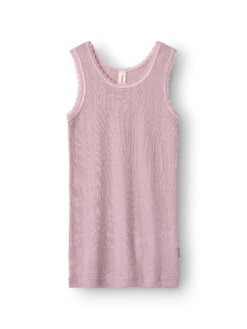 Tank top med hulmønster i merinould/silke til børn