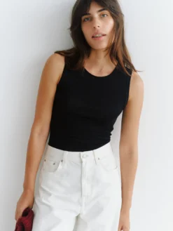 Tank top med hulmønster i merinould/silke til kvinder