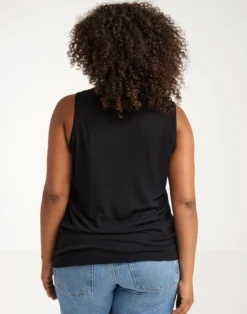 Tank top med V-hals i merinould/silke til kvinder