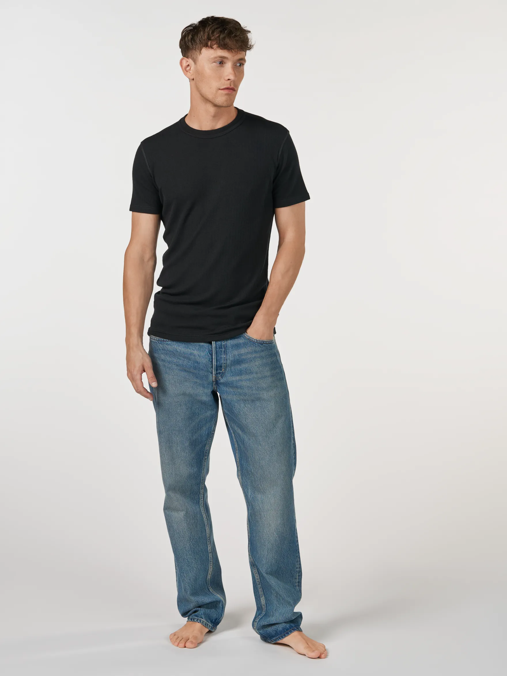 T-shirt i merinould til mænd
