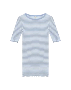 T-shirt med bølgekant i merinould/silke til kvinder