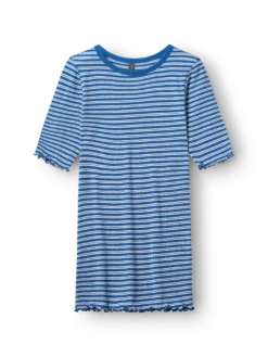 T-shirt med bølgekant i merinould/silke til kvinder