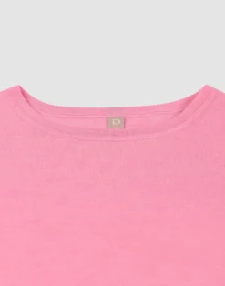 T-shirt med bølgekant i merinould/silke til kvinder