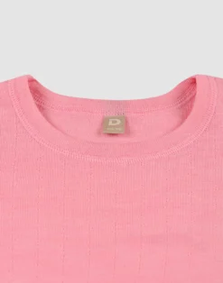T-shirt med hulmønster i merinould/silke til børn