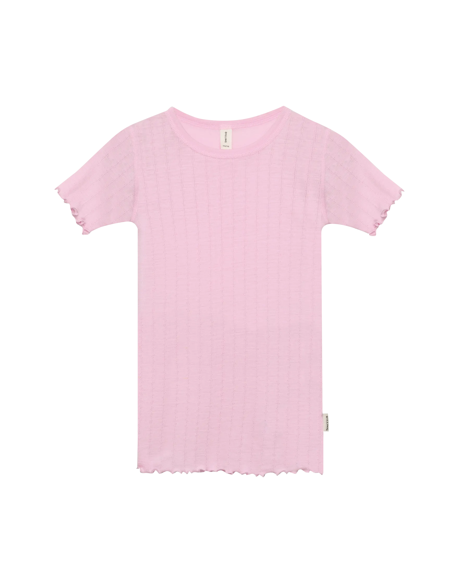 T-shirt med hulmønster i merinould/silke til børn