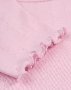 T-shirt med hulmønster i merinould/silke til børn