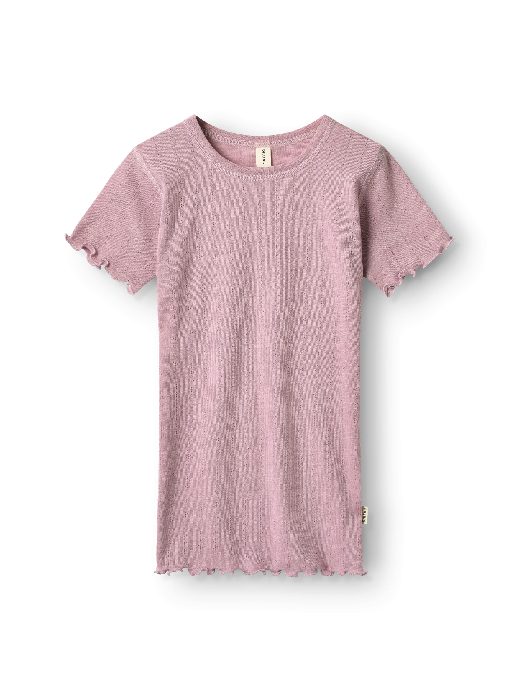 T-shirt med hulmønster i merinould/silke til børn