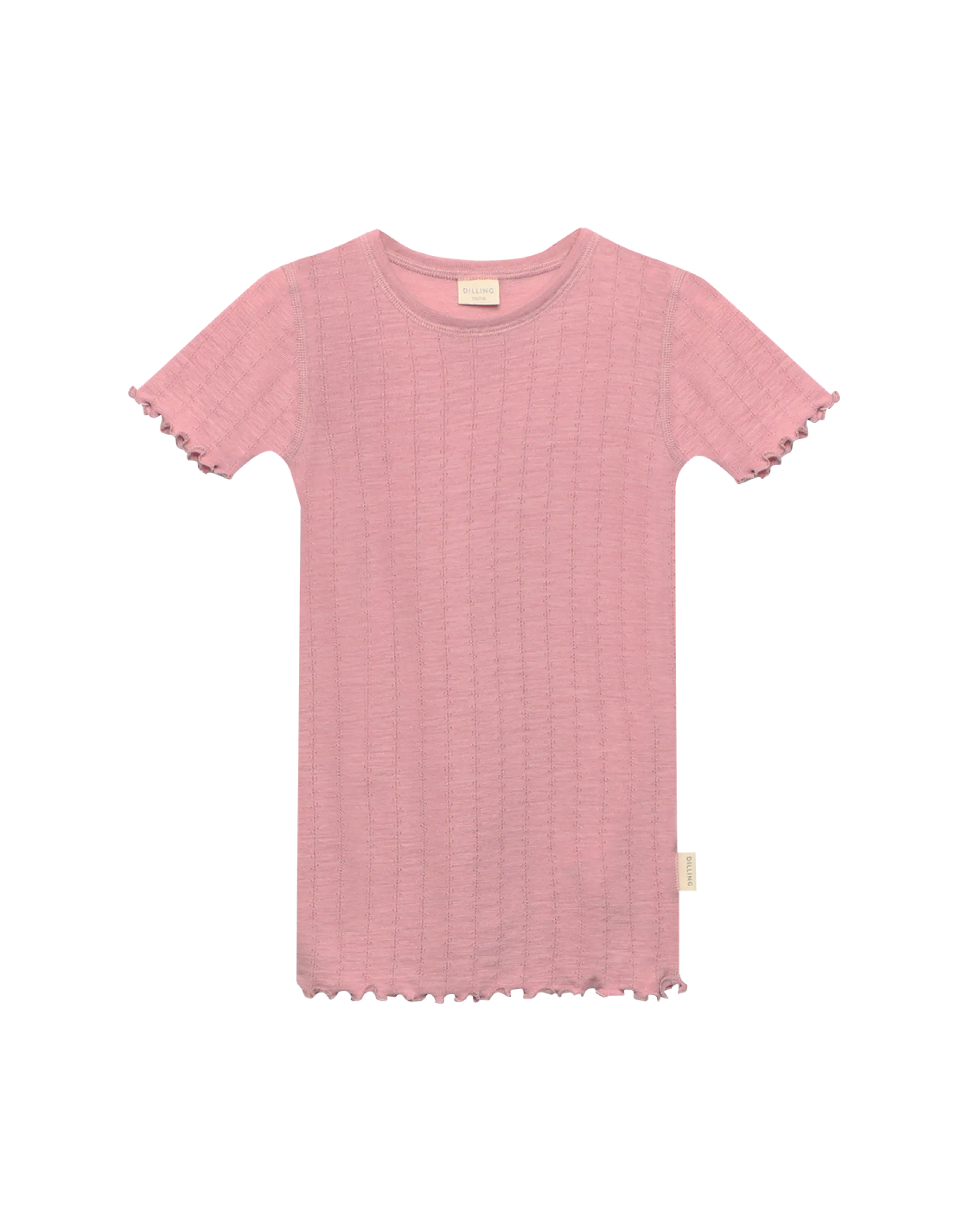 T-shirt med hulmønster i merinould/silke til børn