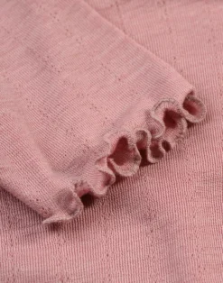 T-shirt med hulmønster i merinould/silke til børn