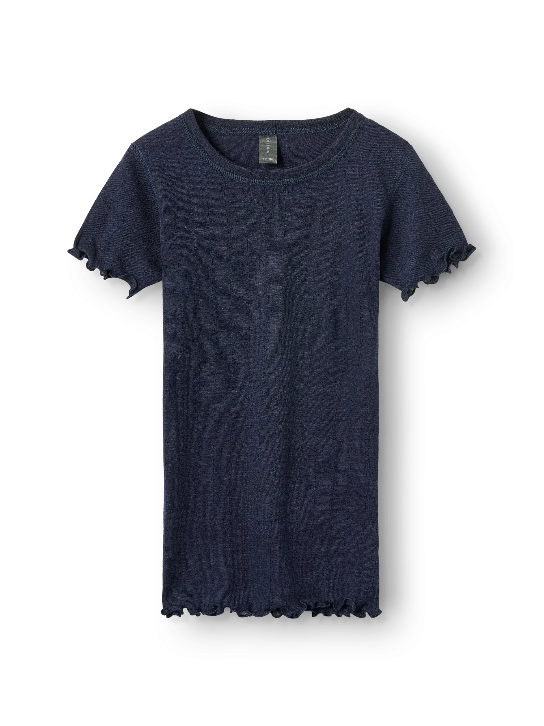 T-shirt med hulmønster i merinould/silke til børn