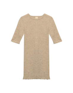 T-shirt med hulmønster i merinould/silke til kvinder