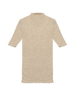 T-shirt med hulmønster i merinould/silke til kvinder