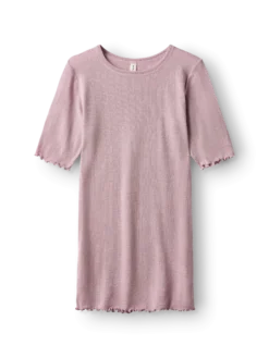 T-shirt med hulmønster i merinould/silke til kvinder