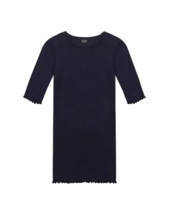 T-shirt med hulmønster i merinould/silke til kvinder