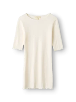 T-shirt med hulmønster i merinould/silke til kvinder