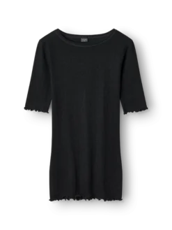 T-shirt med hulmønster i merinould/silke til kvinder