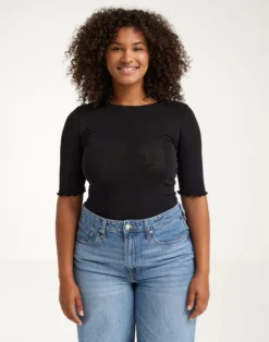 T-shirt med hulmønster i merinould/silke til kvinder