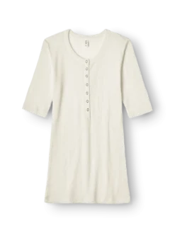 T-shirt med knapper i merinould til kvinder