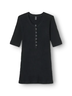 T-shirt med knapper i merinould til kvinder
